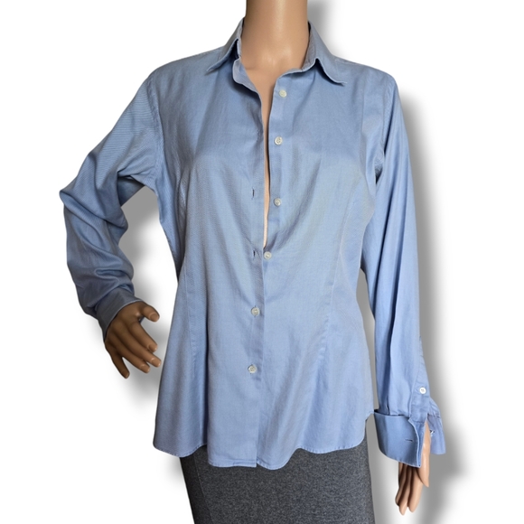 MARKS & SPENCER Women's Blue Pure Cotton Classic Shirt - Picture 12 of 16